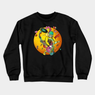 Guitar Player Skateboarding Skelton Skull Skater Crewneck Sweatshirt